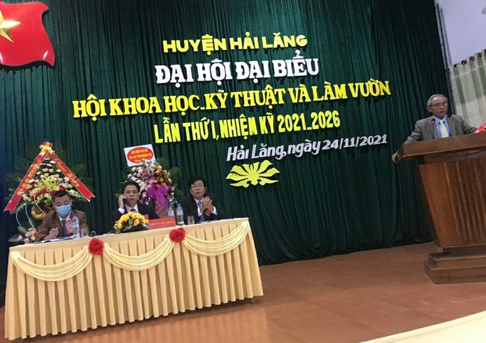 Đồng chí Nguyễn Thái Nhân, Phó chủ tịch Thường trực Liên hiệp các Hội KH&KT Quảng Trị phát biểu tại Đại hội
